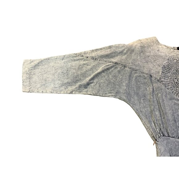 Vintage Colours Blue Denim Dress Womens 12 With Embroidered Detail & Back Zipper - Picture 11 of 16